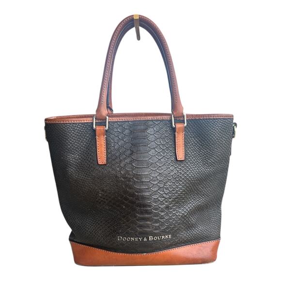 Dooney & Bourke Brown Snake Embossed Tote Tan
Leather Trim Red Lining - Picture 1 of 10